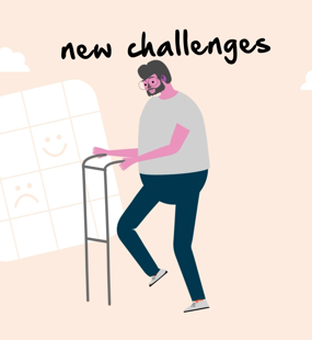 Person walking with a walking aid