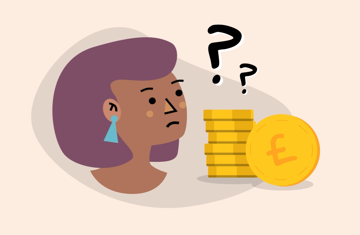 Illustration of woman considering finances