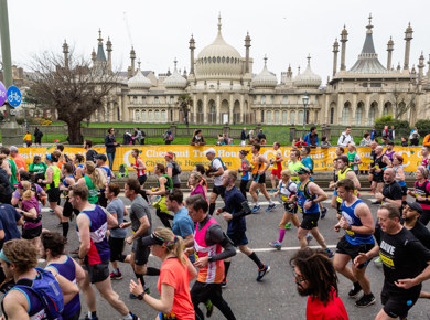 Runners on route past Royal Pavilion