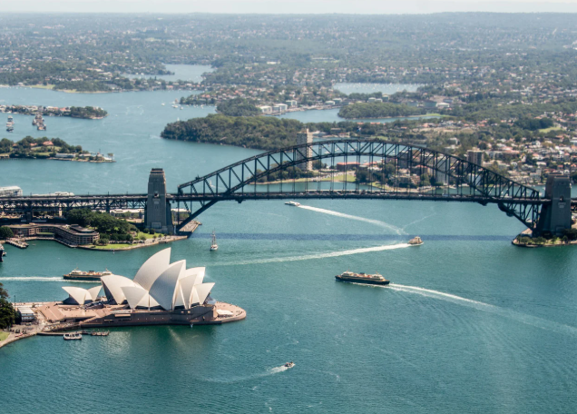 Birds eye view of Sydney Harbour