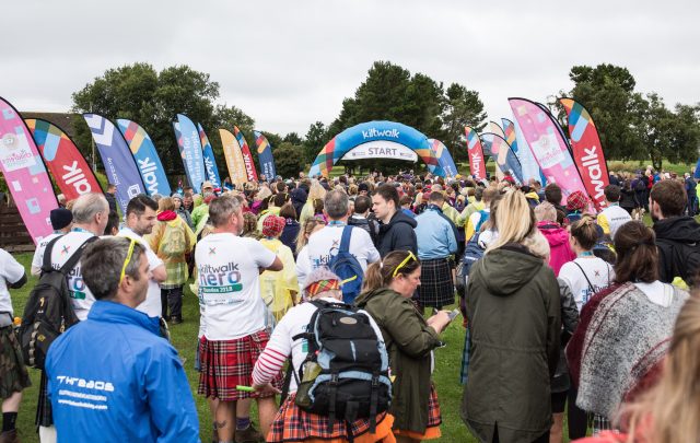 Group of walkers at the start line
